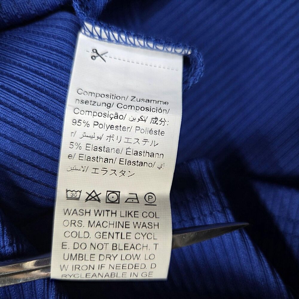 Cutout Dress Womens Large Blue Long Sleeve Cut Out Mock Neck Bodycon Mini Party - Picture 7 of 7